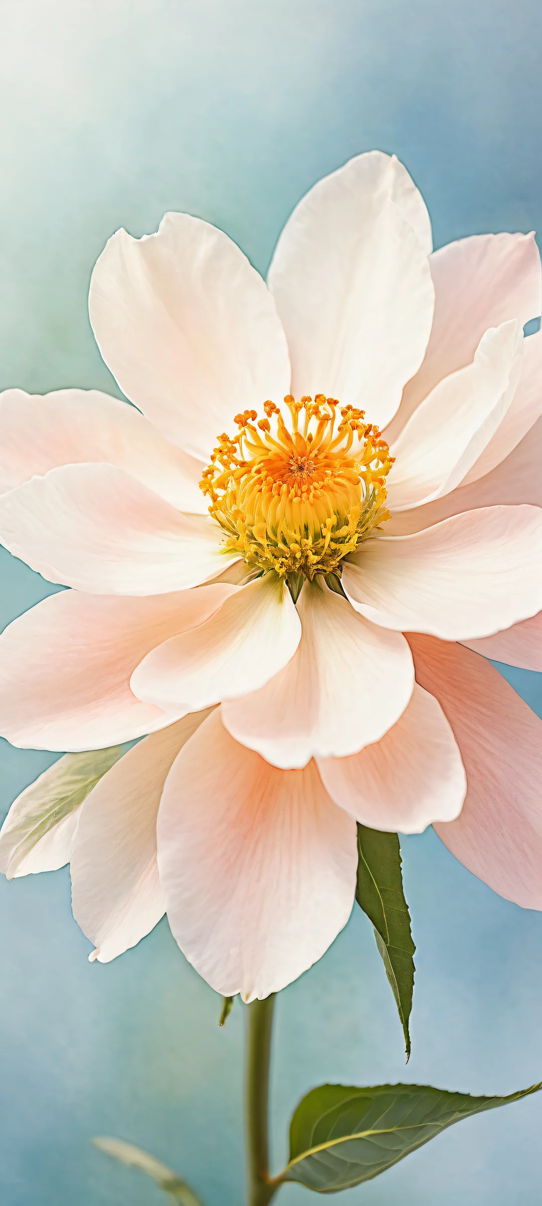 Ethereal floral artwork on a crisp white background - iPhone/Androidのホーム画面に最適.