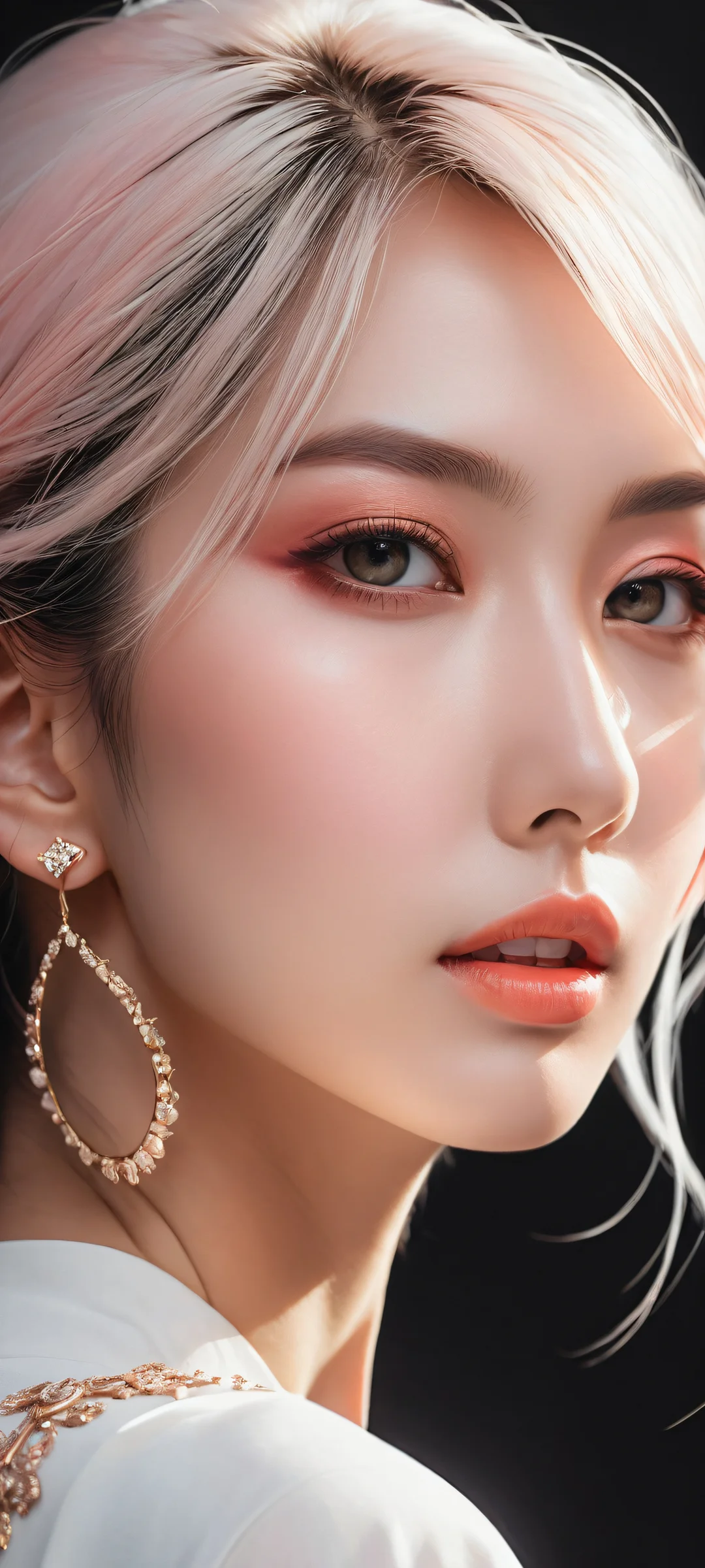 A stunning anime girl with intricate micro-details on a pure void background. Perfect for iPhone/Android home screens.