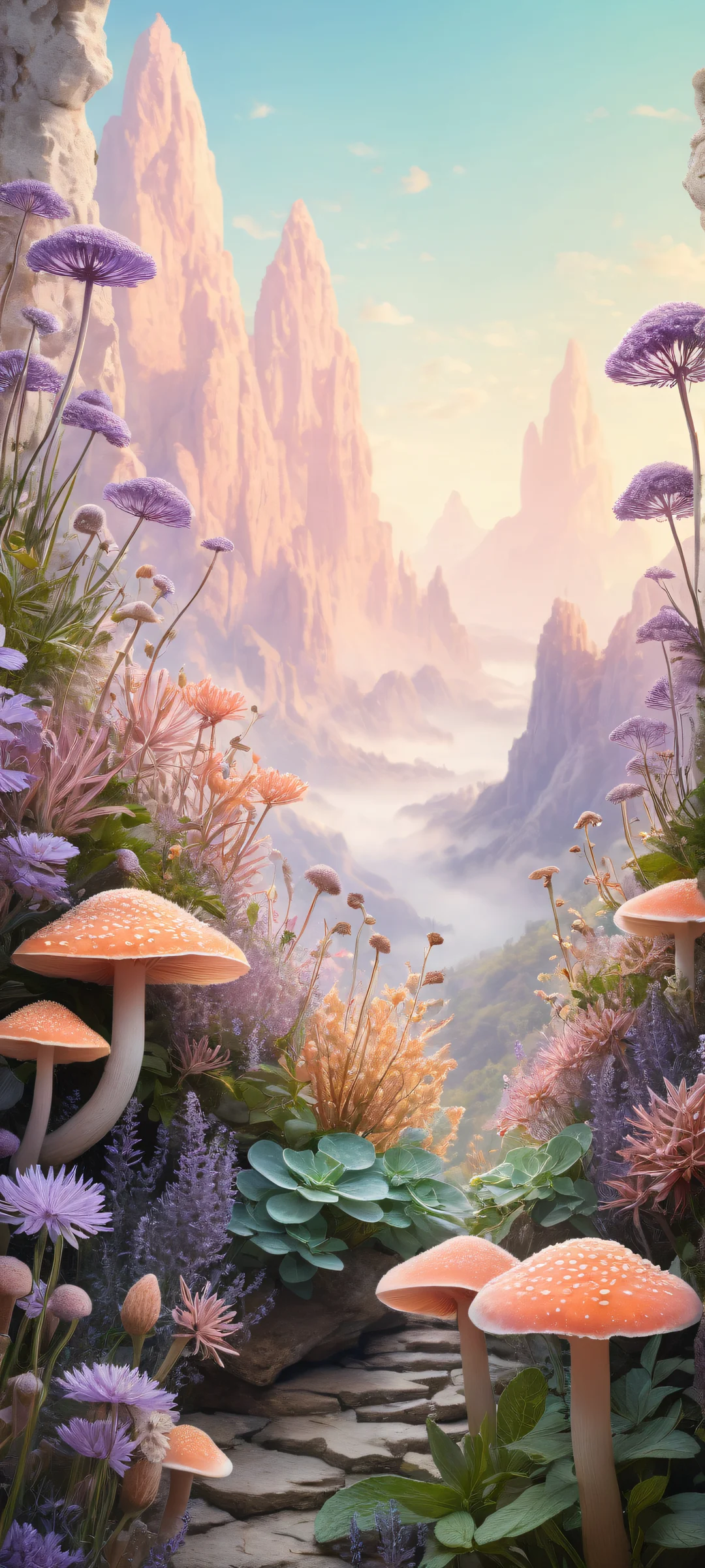 iPhone/Android users, immerse yourself in this breathtaking digital artwork of enchanted herbs and mystical fungus, perfectly optimized for your home screen.