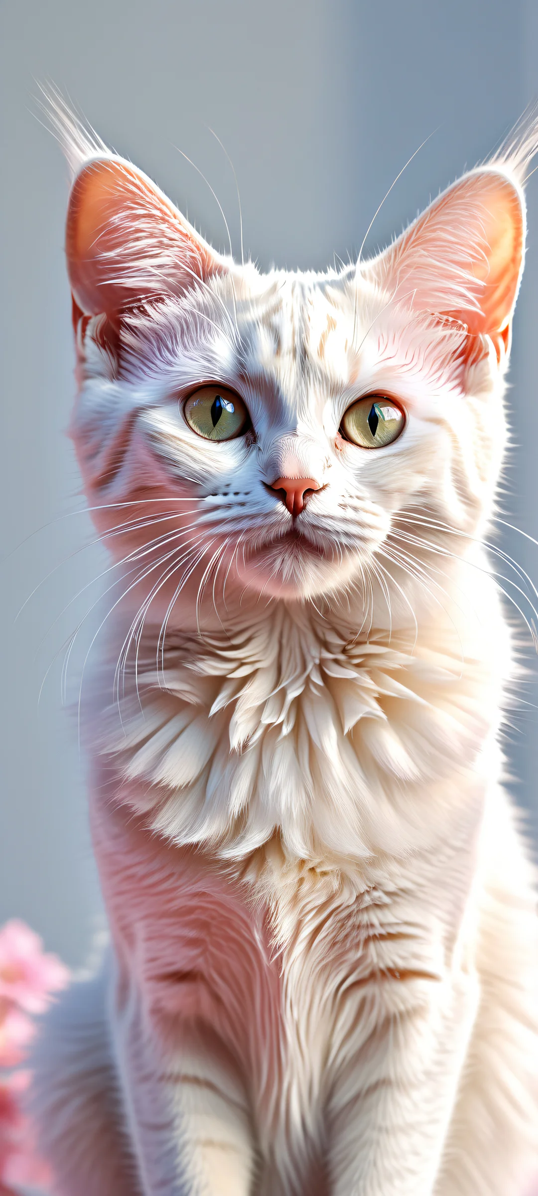 Beautiful whimsical cat artwork on a clean background for iPhone/Android home screens, ideal for perfect composition and breathtaking visual impact.