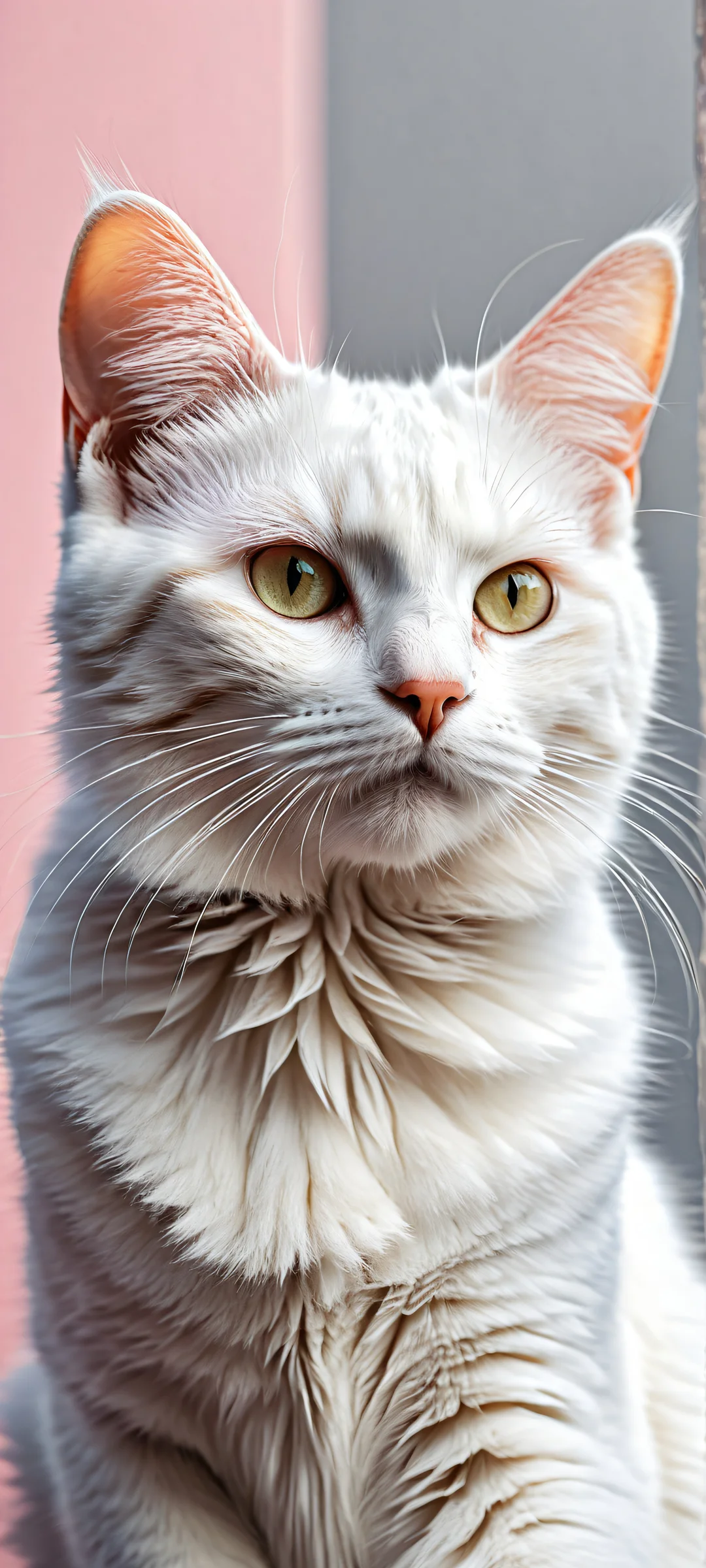 A stunning iPhone/Android wallpaper of a playful cat with cat ears and fluffy tail, surrounded by pristine void, perfectly optimized for your mobile home screen.