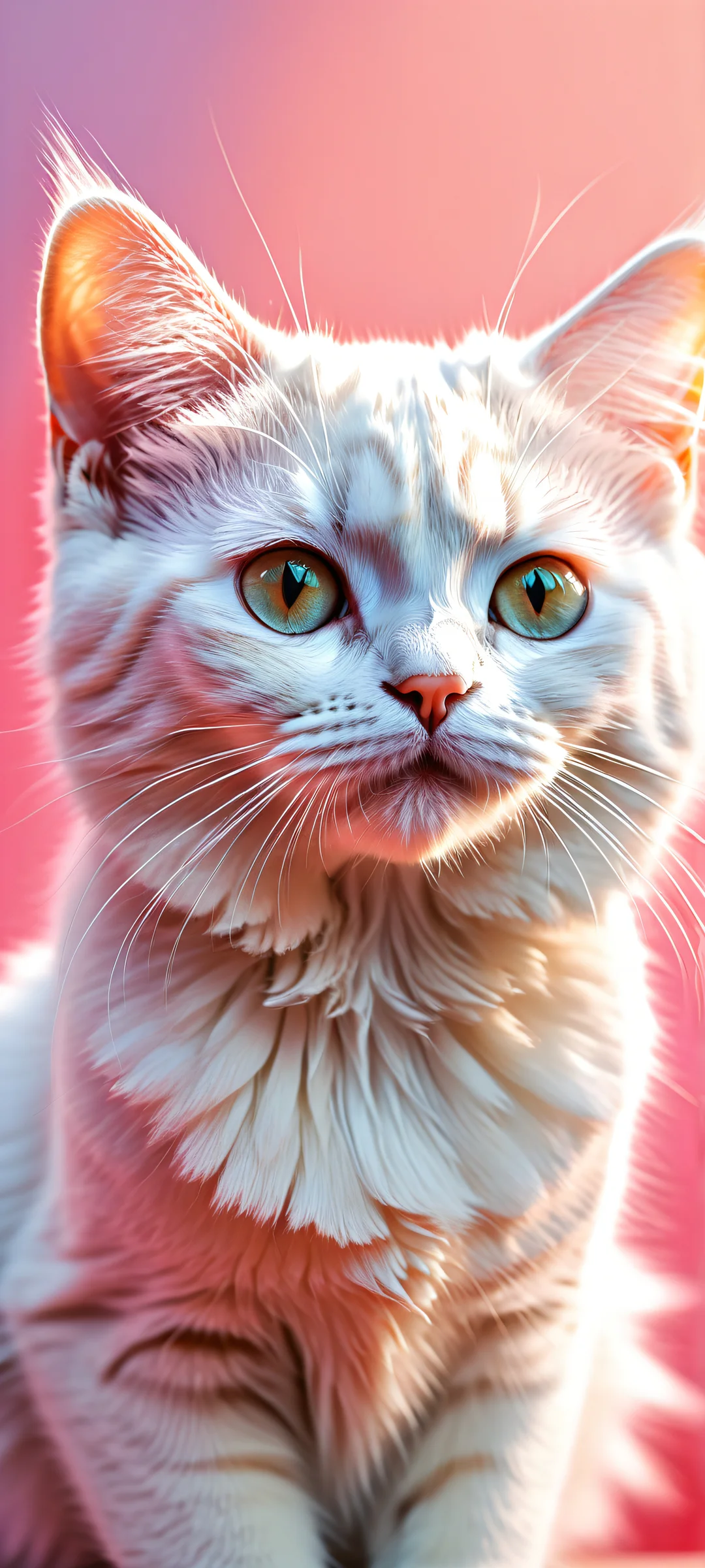 Adorable feline portrait on iPhone/Android with sleek dark mode aesthetic and intricate details.
