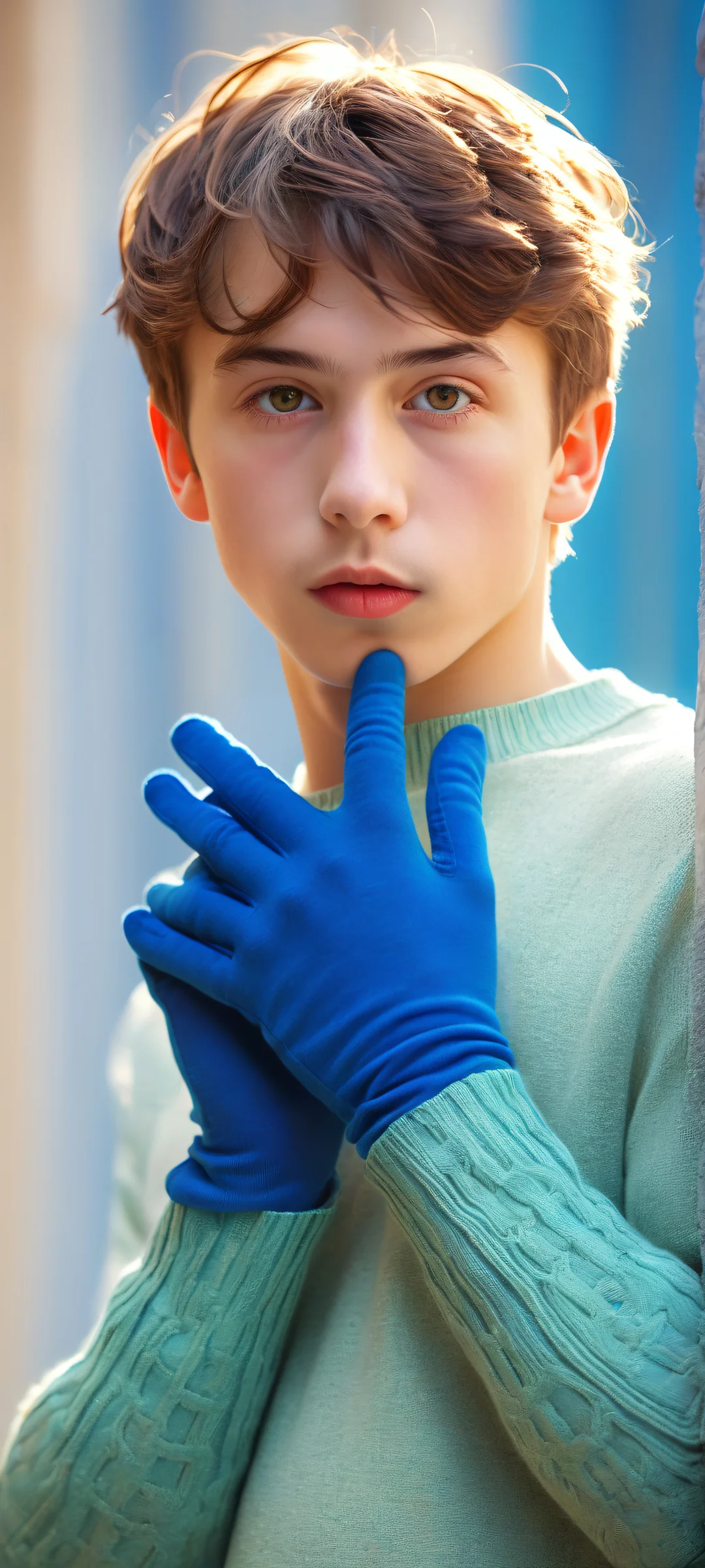 A boy in colorful gloves against a vast, empty background. Perfectly optimized for iPhone and Android home screens.