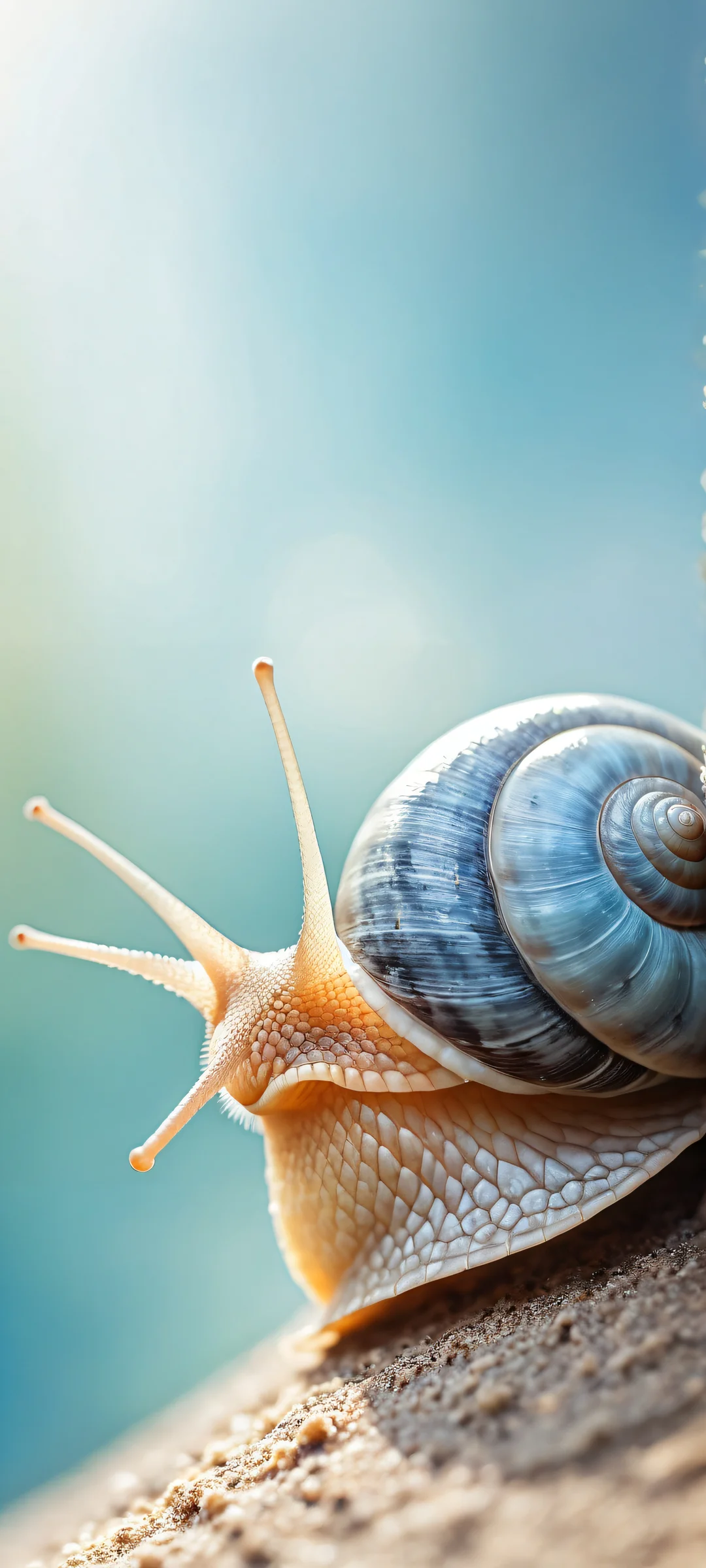 A smiling snail on a pure white background with intricate shell details for iPhone and Android devices.