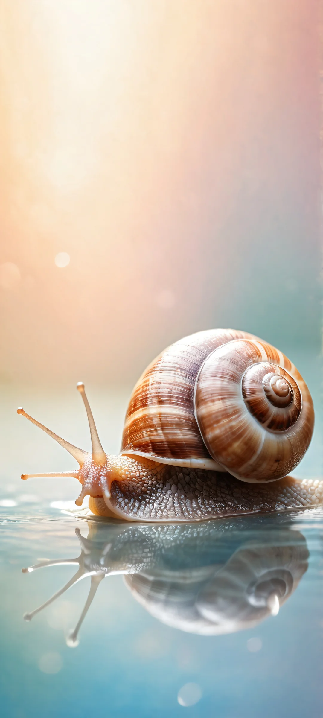 A snail with intricate micro-details placed on iPhone/Android home screen, perfectly optimized for UI widgets and breathability.