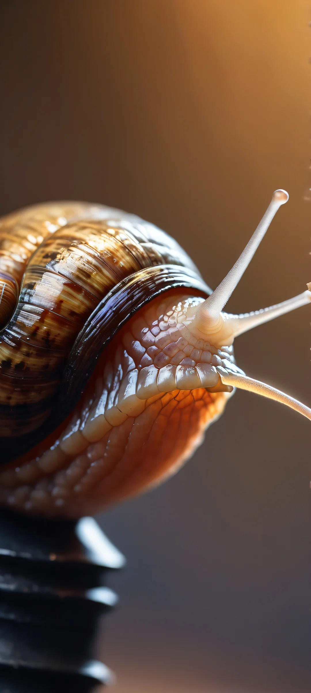 A snail's mouth opens to a broad grin on a dark mode background, perfectly suited for iPhone and Android home screens.