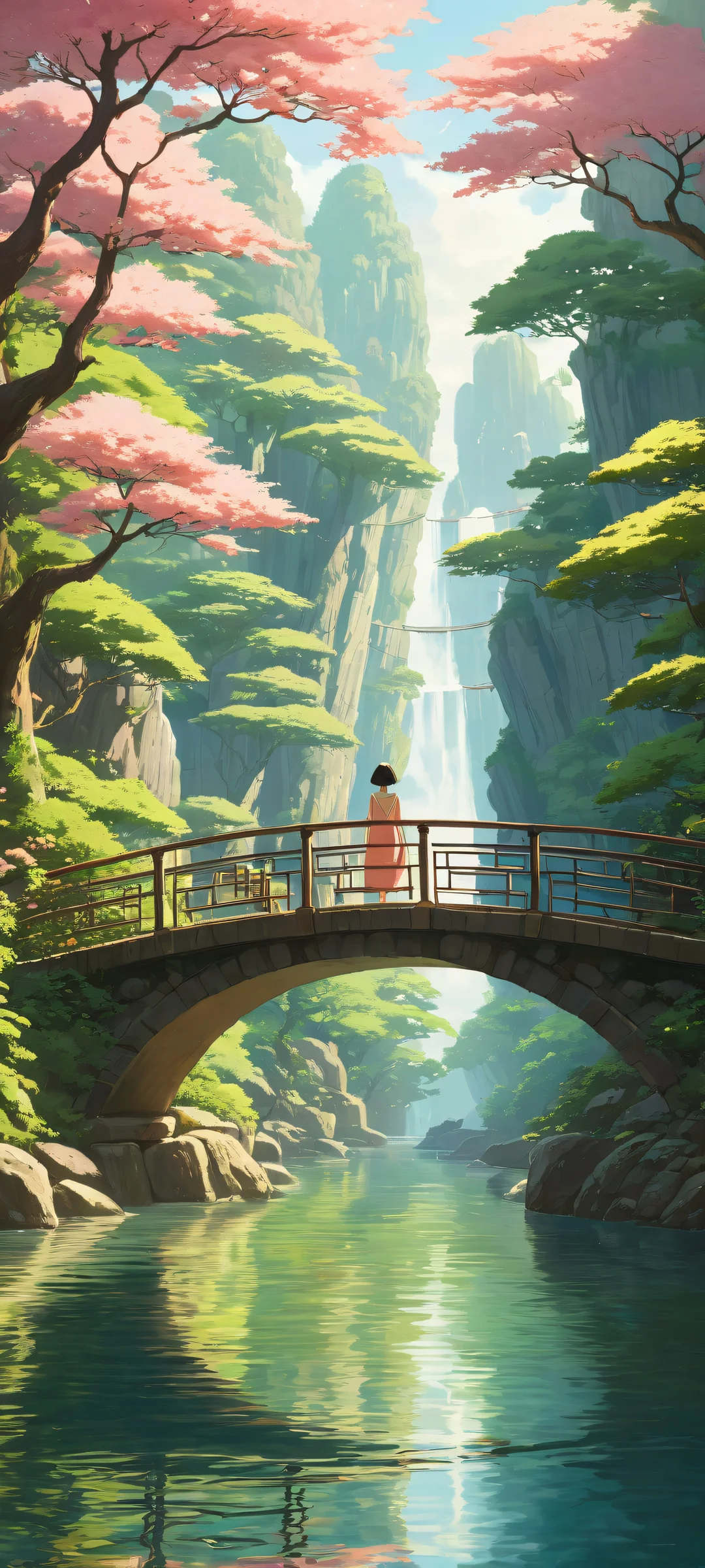 Ethereal Chihiro's Spirit portrait on iPhone/Android home screen, with mystical forest surroundings and radiant colors.