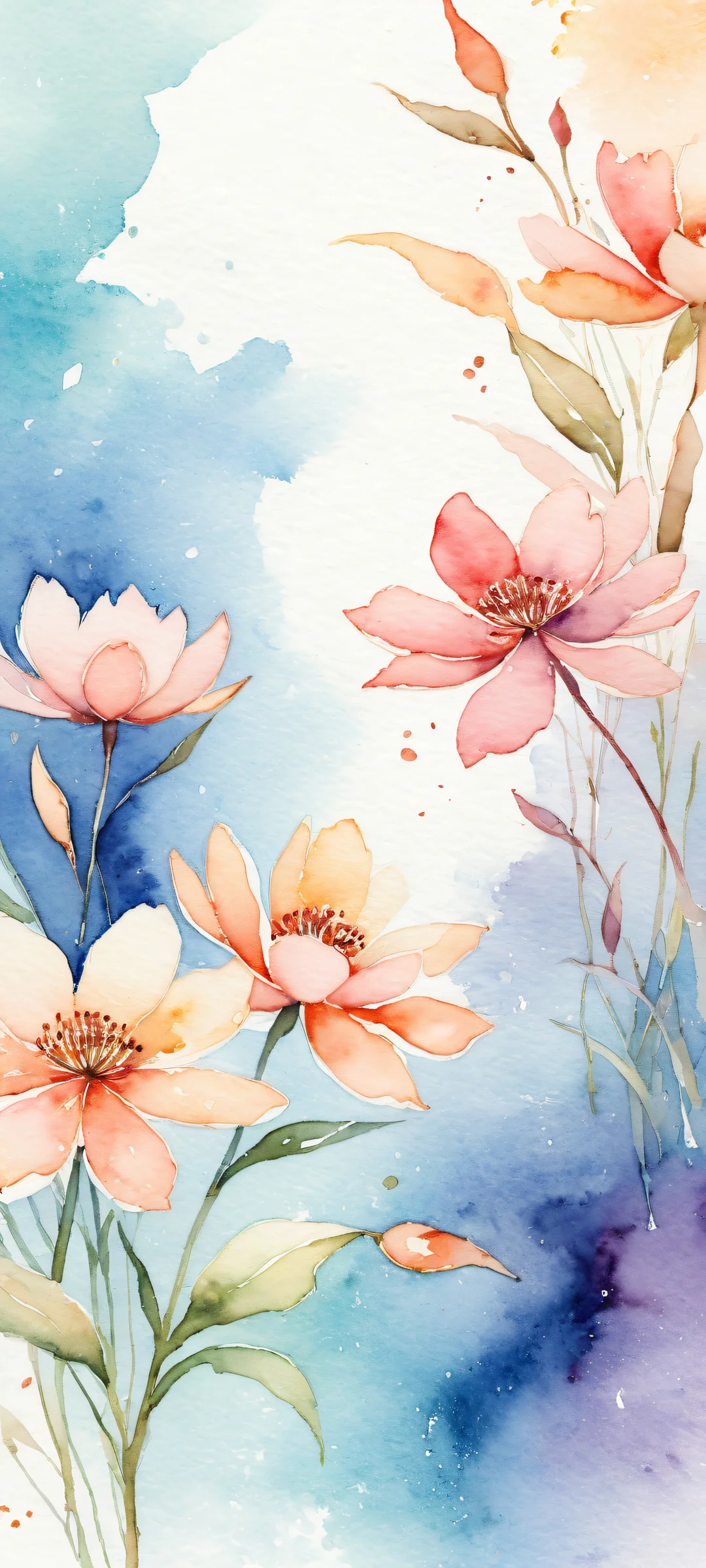 Delicate watercolor florals on a pure void background, perfectly optimized for iPhone/Android home screens.