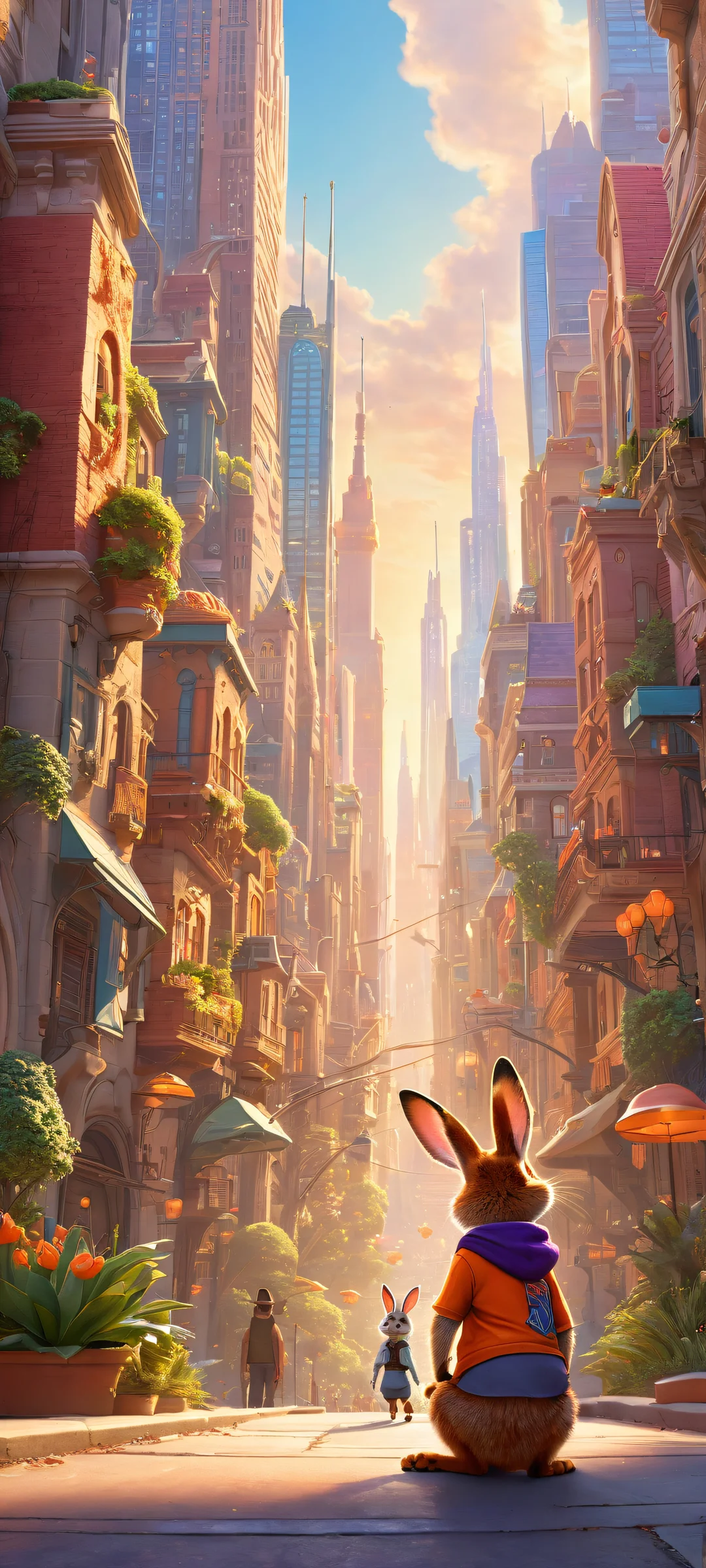 Judy Hopps and Nick Wilde in a rabbit hole with iPhone/Android