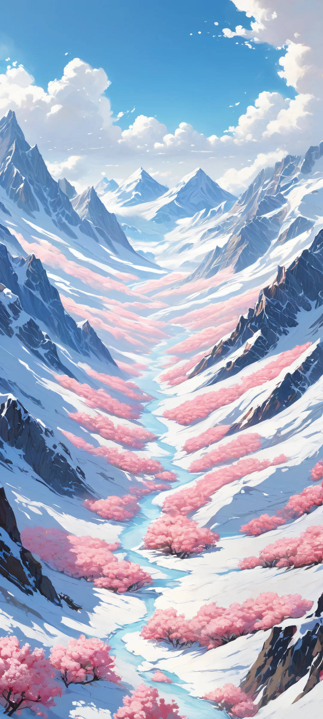 A breathtaking digital painting of a whimsical winter scene on an iPhone/Android phone, with intricate details and radiant colors.