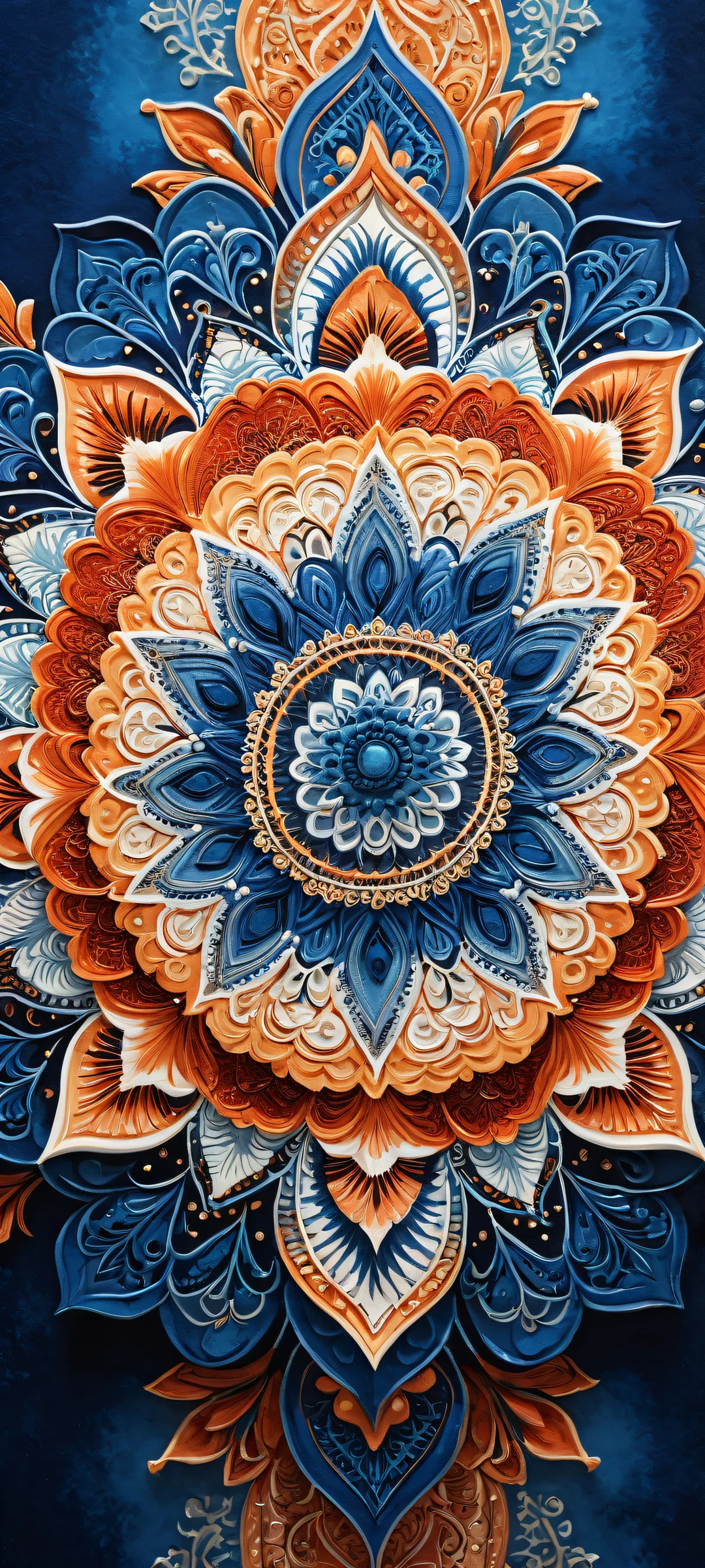 Intricate mandala artwork on a pure void background, parfaitement optimisé pour les écrans d'accueil iPhone et Android.