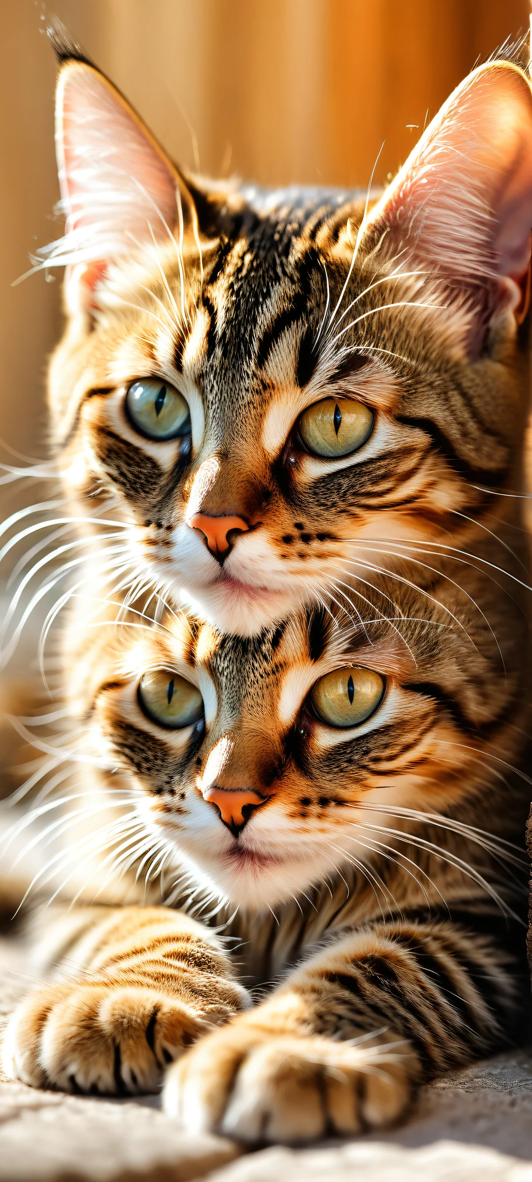 Adorable sleeping tabby kitten on a clean and empty background for iPhone/Android wallpapers.