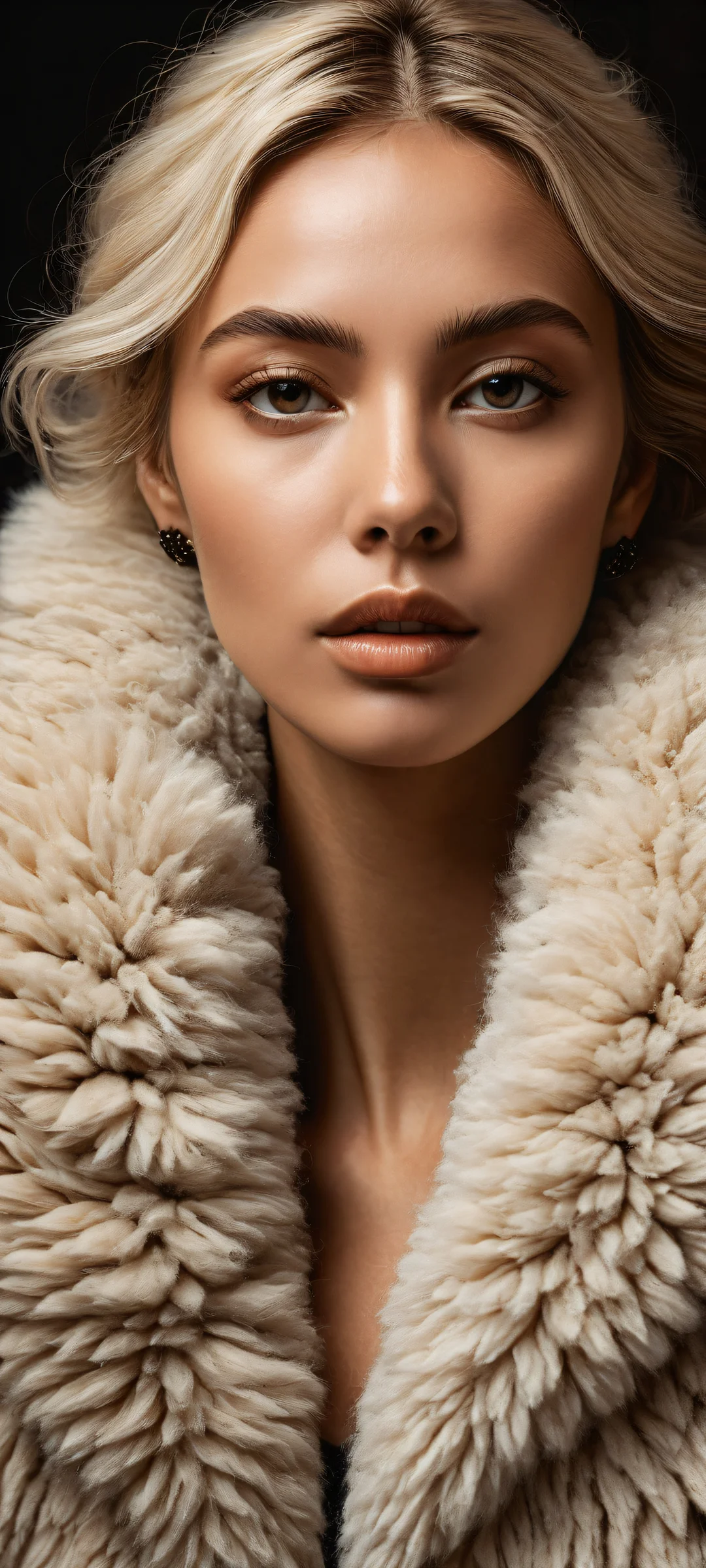 iPhone/Android users will adore this breathtaking digital artwork featuring a serene alpaca portrait with intricate details, set against a stunningly rendered background. Perfect for dark mode enthusiasts!