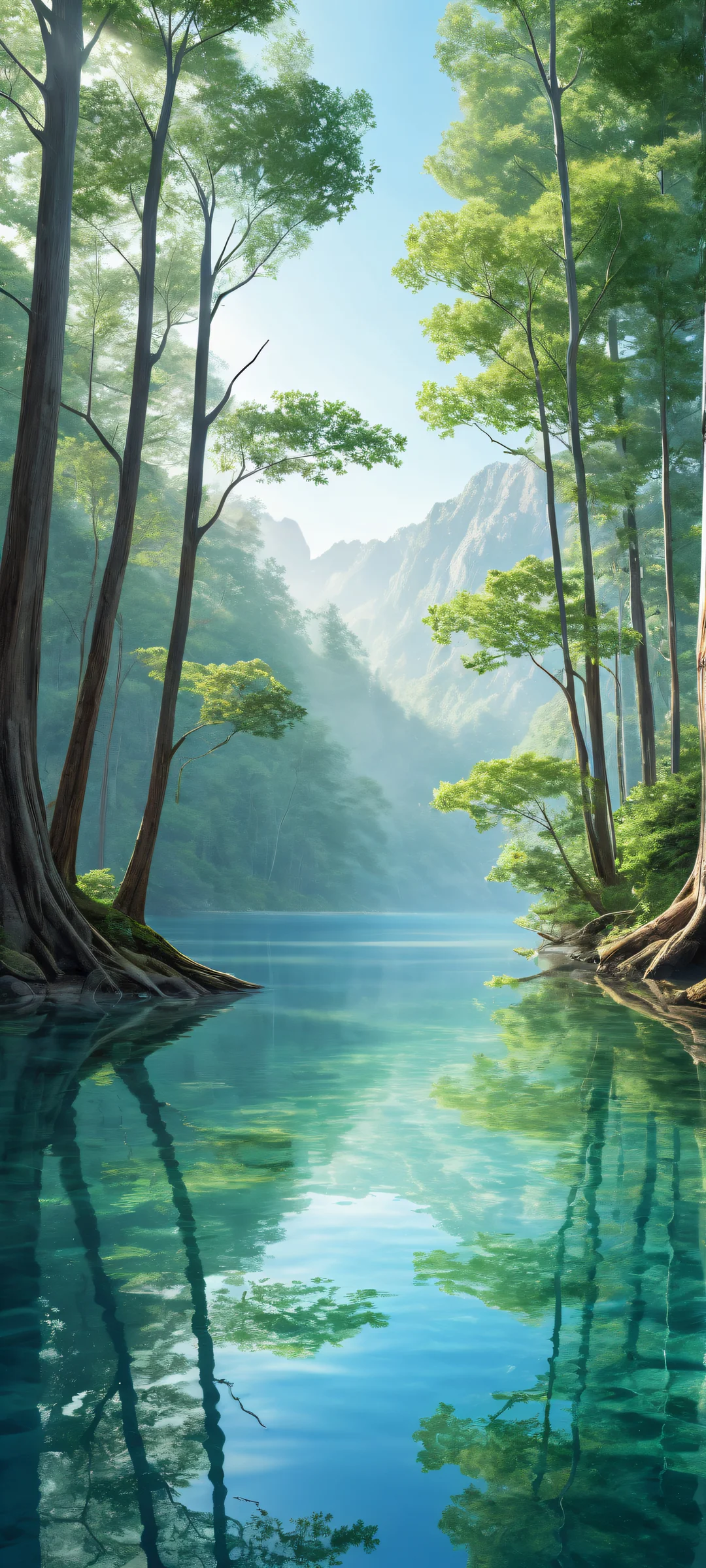 Ethereal landscape of trees on an iPhone or Android device. Perfectly optimized for home screens.