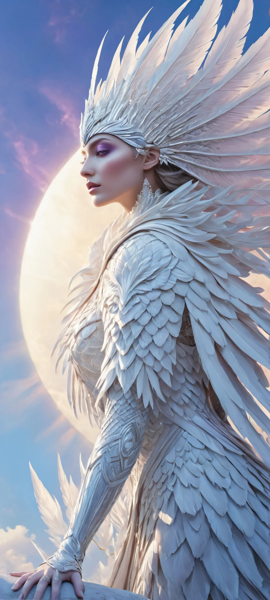 Majestic creature placed in the lower-middle of a pure void on iPhone/Android