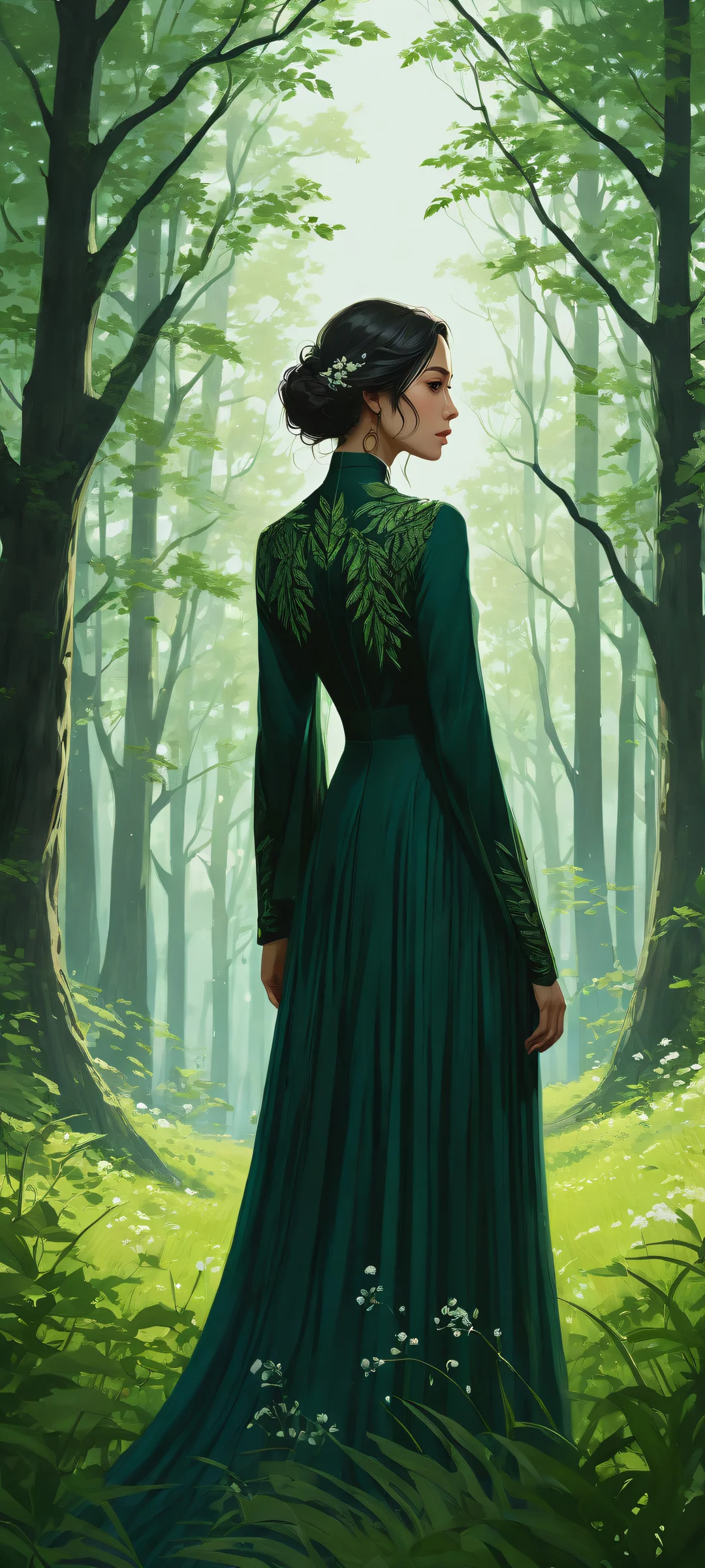 iPhone/Android user's dream wallpaper featuring an original character set amidst a serene meadow scene with intricate details and stunning visual impact.