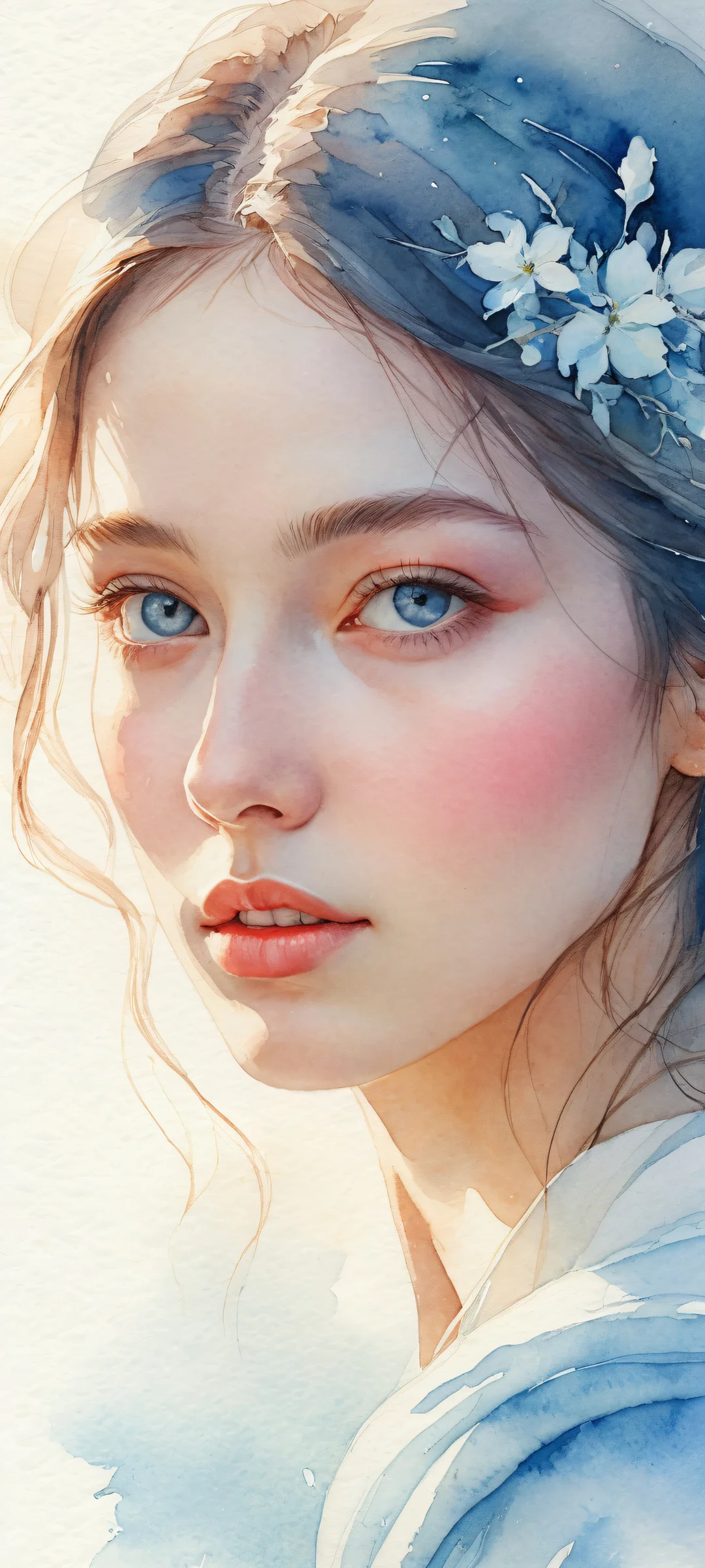 Breathtaking watercolor illustration on iPhone/Android home screens with award-winning digital art and ray-traced reflections.