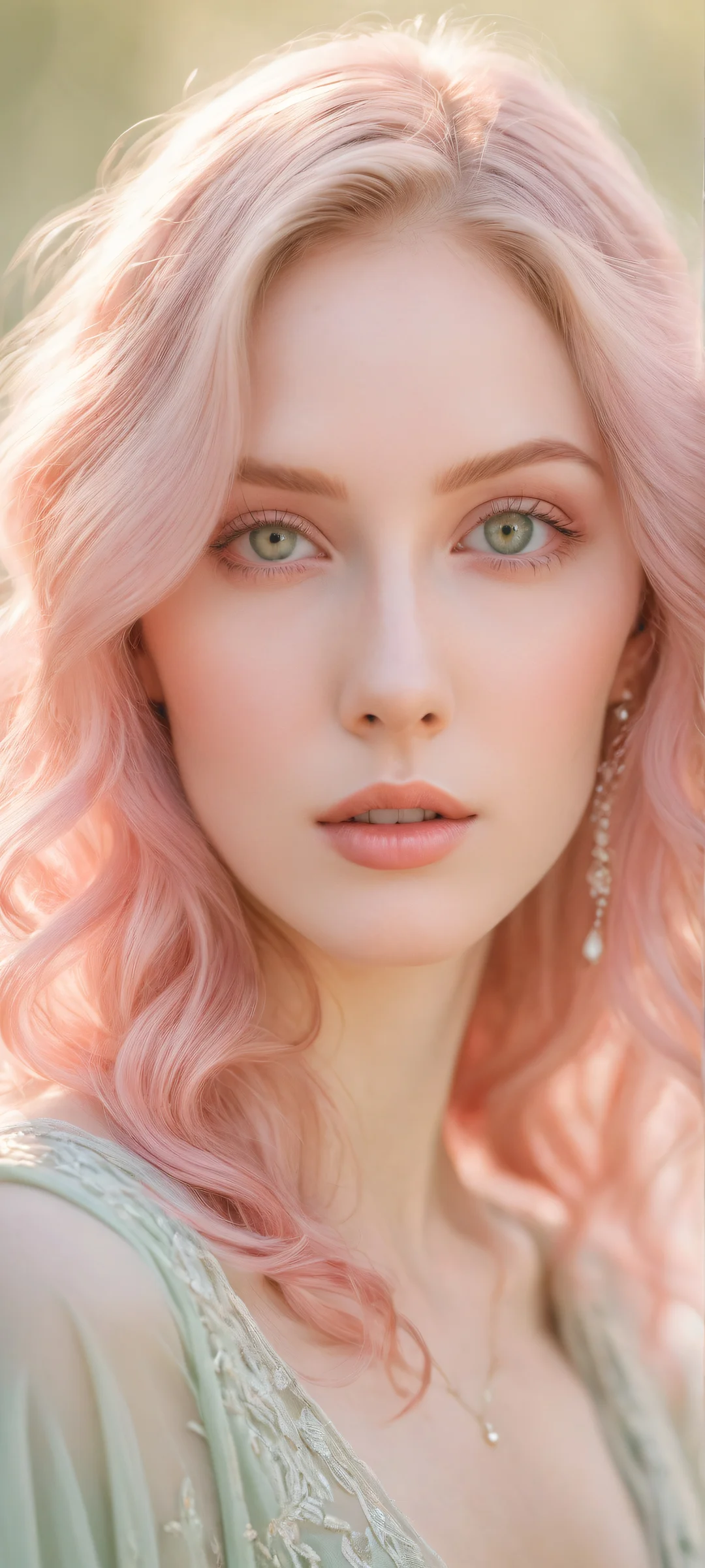 Enchanting maiden portrait for iPhone and Android devices, showcasing delicate features and radiant colors.