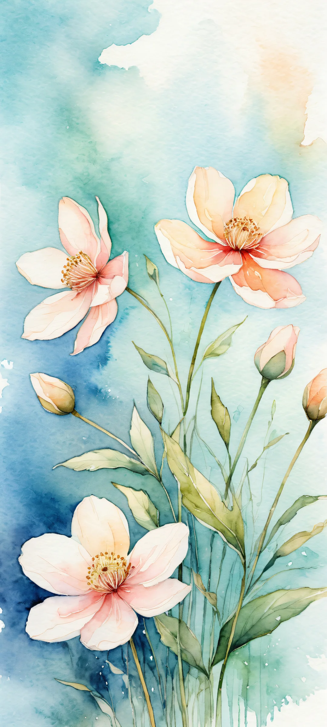 Ethereal botanical illustrations on iPhone/Android, featuring intricate micro-details and ray-traced reflections.