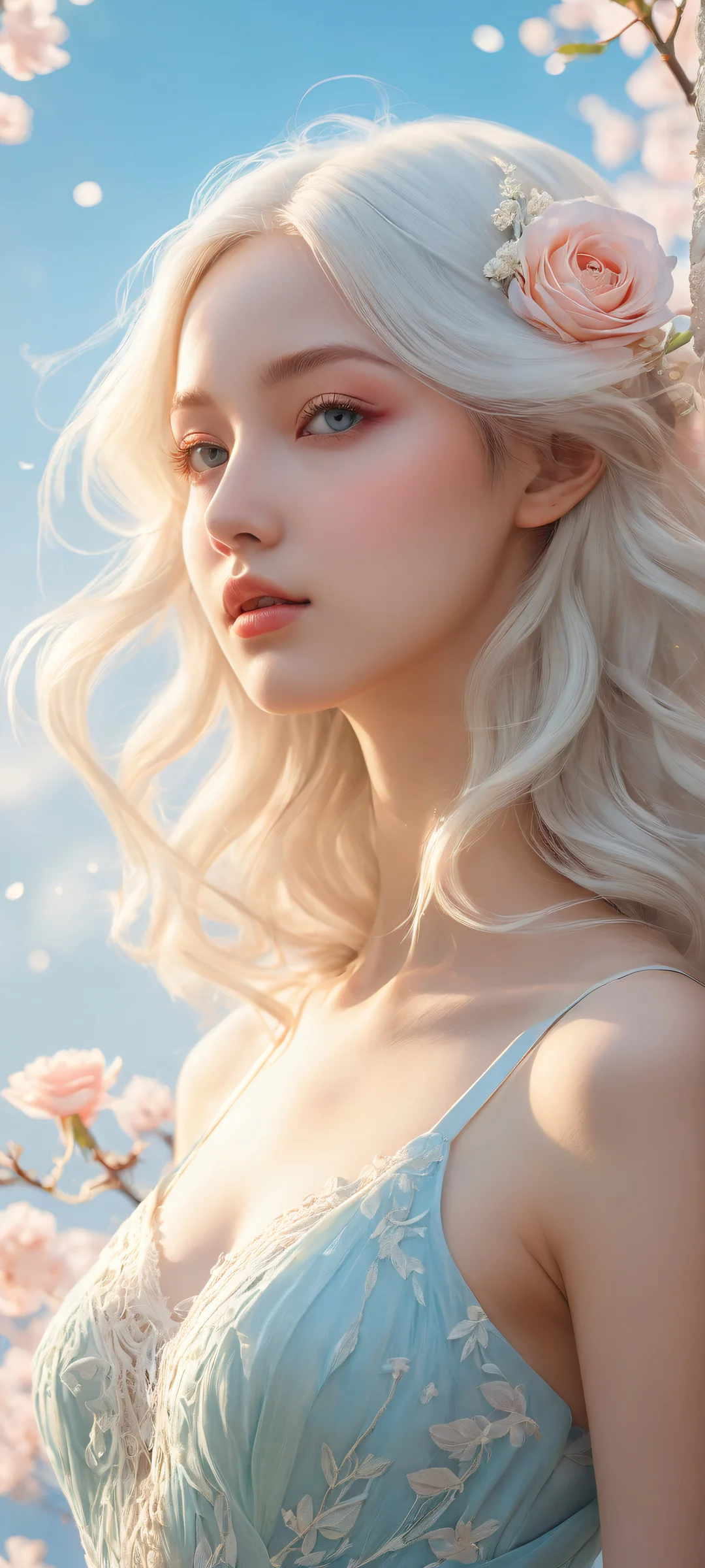 A serene girl in a fantastical realm on an iPhone/Android device.