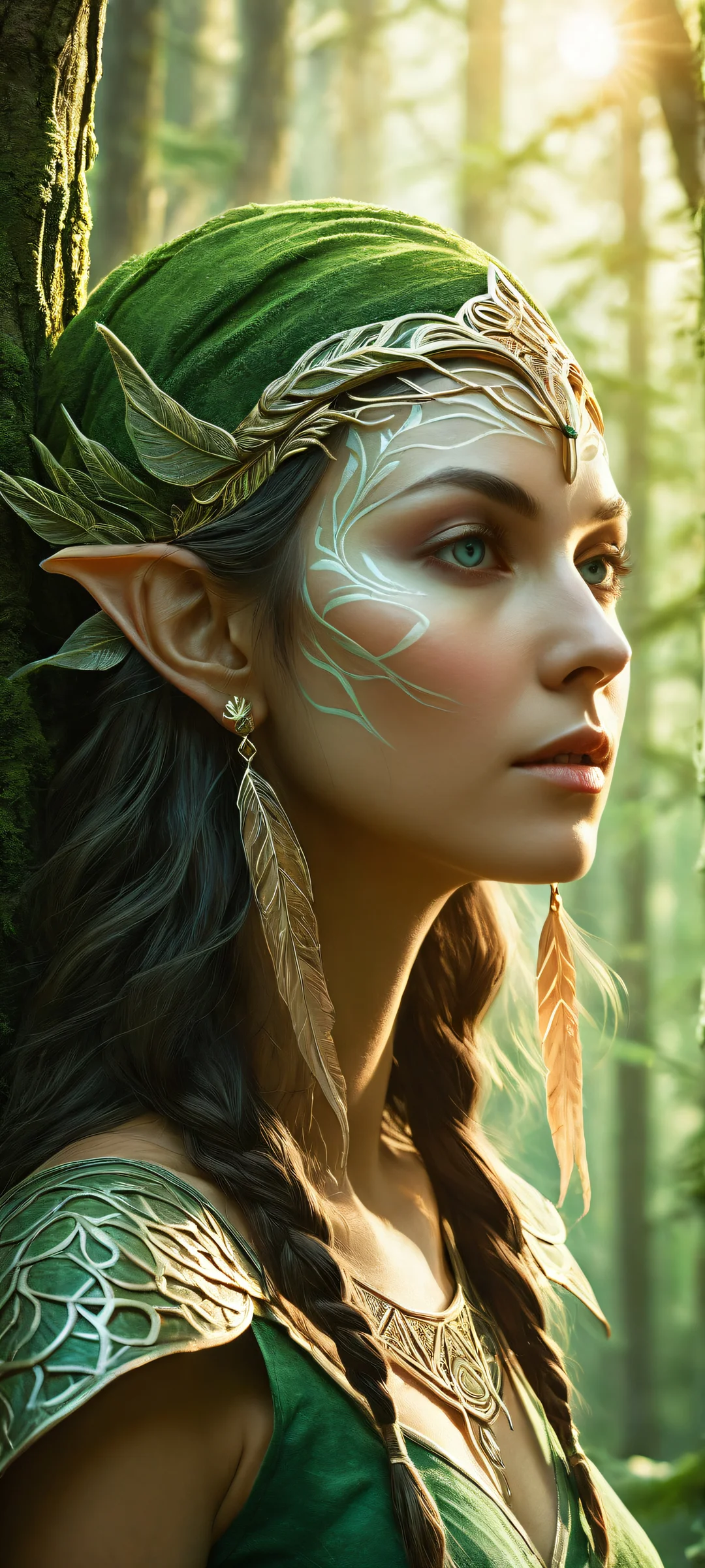 An elf girl stands amidst a mystical forest, iPhone and Android users alike can immerse themselves in this breathtaking digital art.
