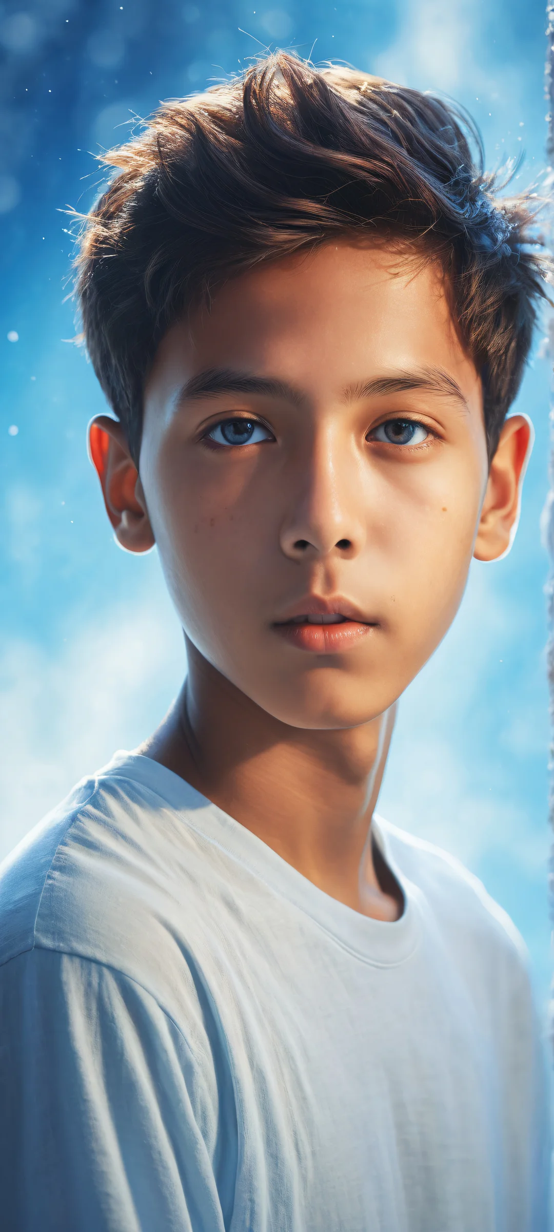 A lone boy explores a mystical realm on iPhone/Android, with vibrant textures and ethereal lighting.