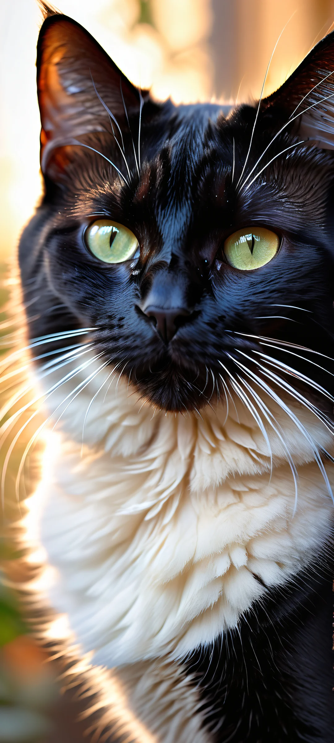 Whispers of Tranquility 2K Mobile Background Serene black cat holding a delicate frieren flower on iPhone/Android home screens.