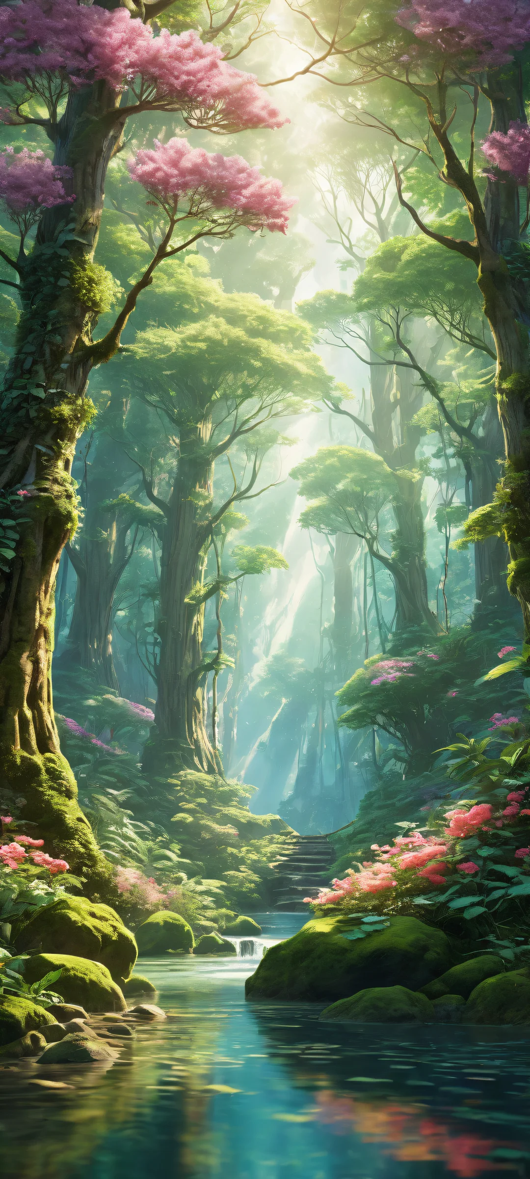 Whispers of Wonder 2K QHD Mobile Wallpaperperfekt optimiert für iPhone- und Android-Startbildschirme Enchanted creatures amidst mystical forests, perfectly optimized for iPhone and Android home screens.
