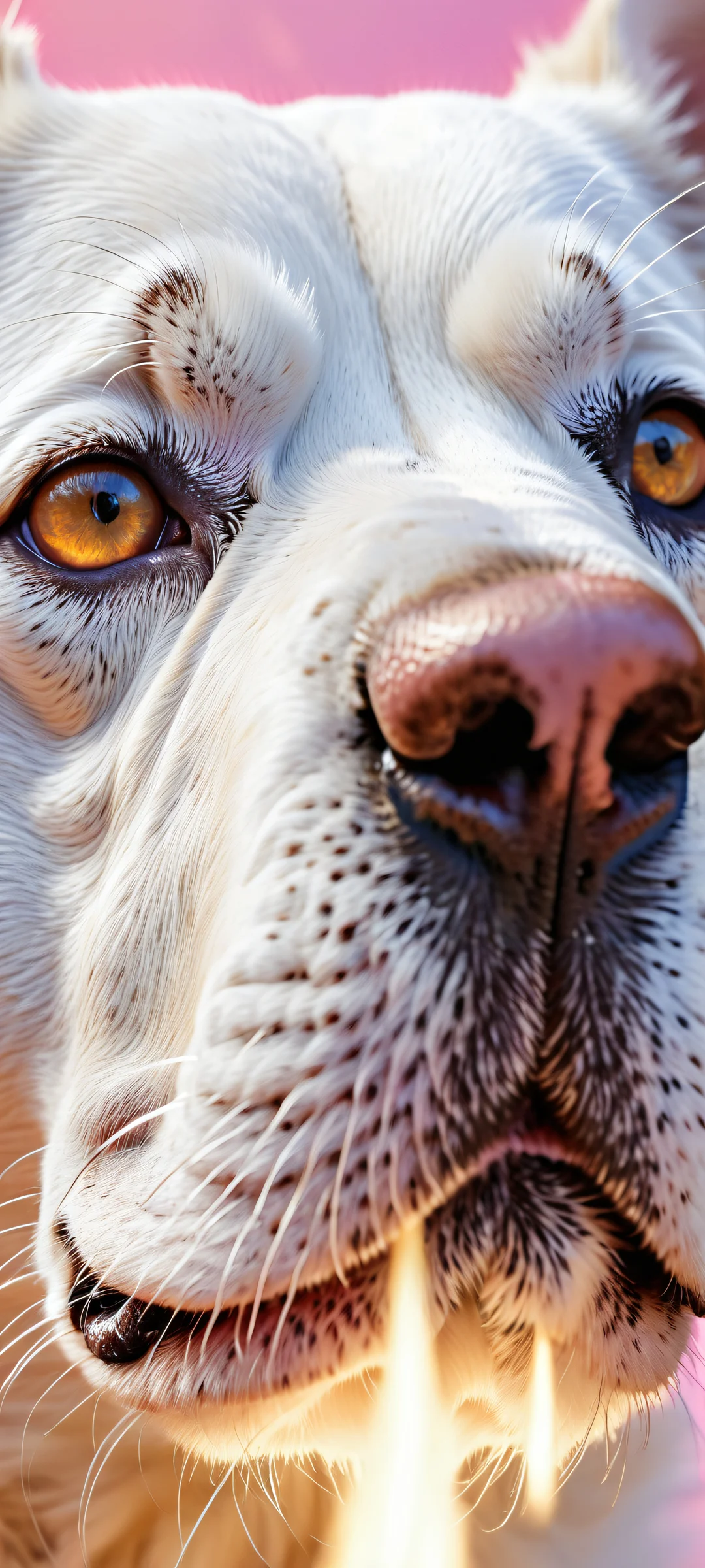 Close-up portrait of a dog's snout on iPhone/Android with pure void background, perfect for home screens.
