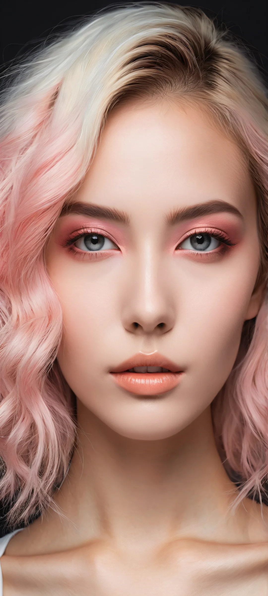 A whimsical portrait of a girl on a soft pastel gradient background, perfectly optimized for iPhone and Android home screens.