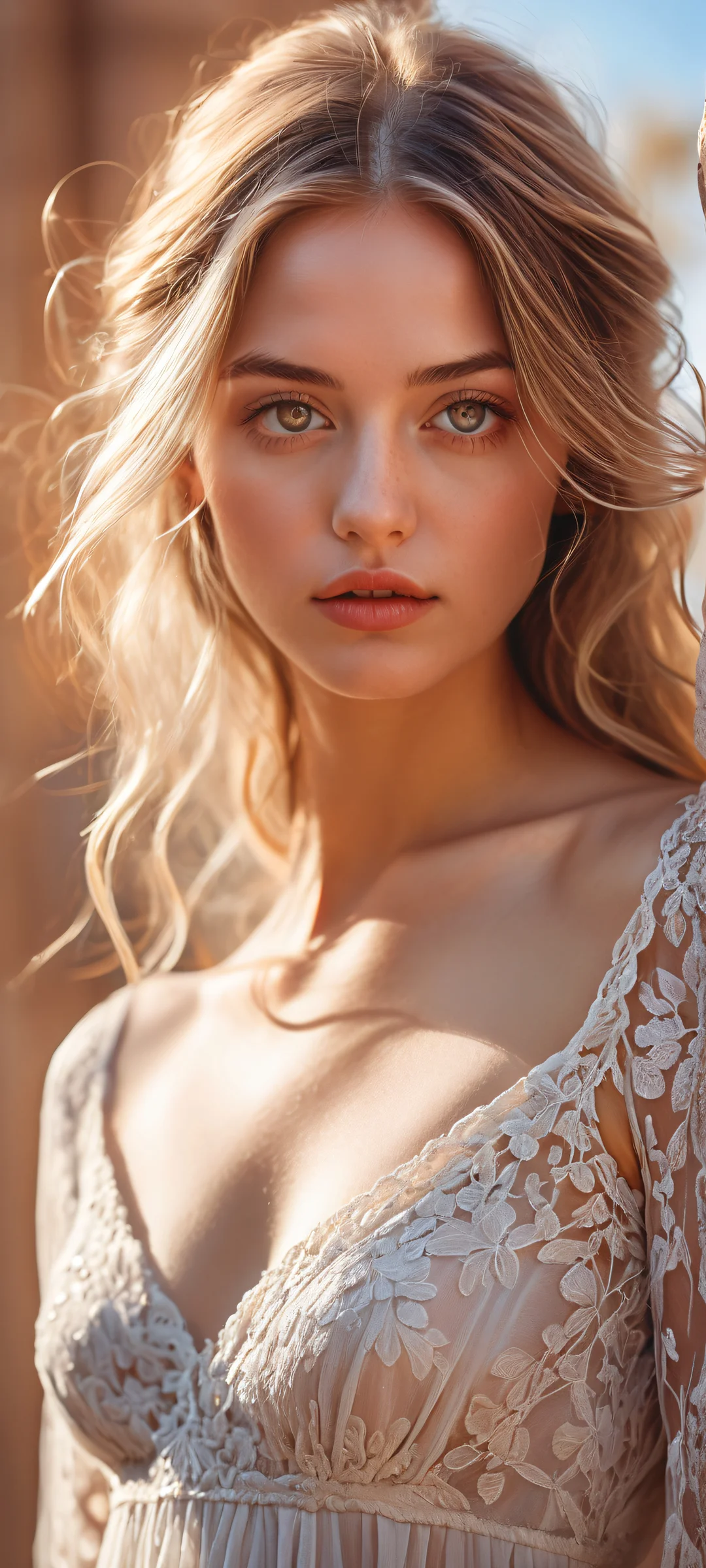 Ethereal portrait artwork featuring a lone girl with intricate details on iPhone/Android home screens.