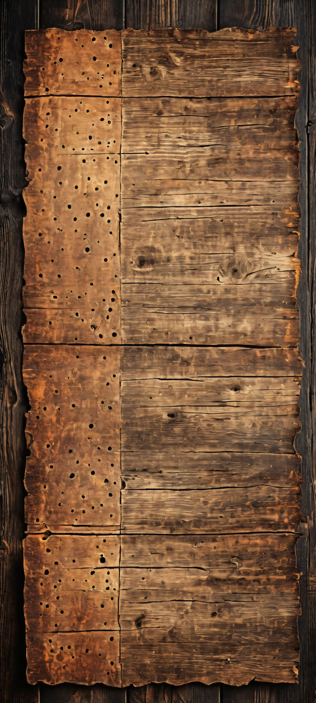 A vintage Wild West poster on a black background with torn edges, featuring worn holes and scuffs, perfectly suited for iPhone or Android home screens.