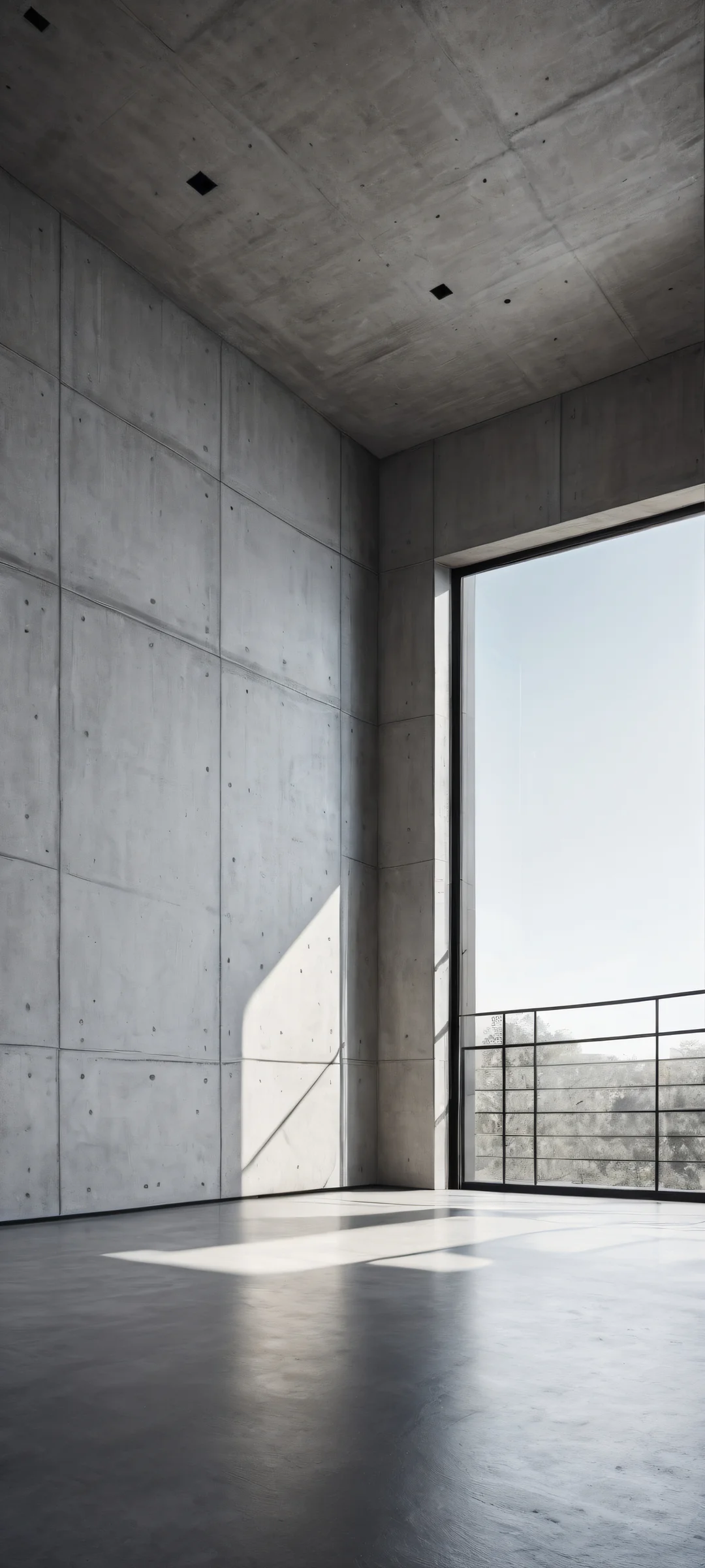 Minimalist architecture artwork featuring a perfectly clean top half and intricate details on an iPhone/Android home screen