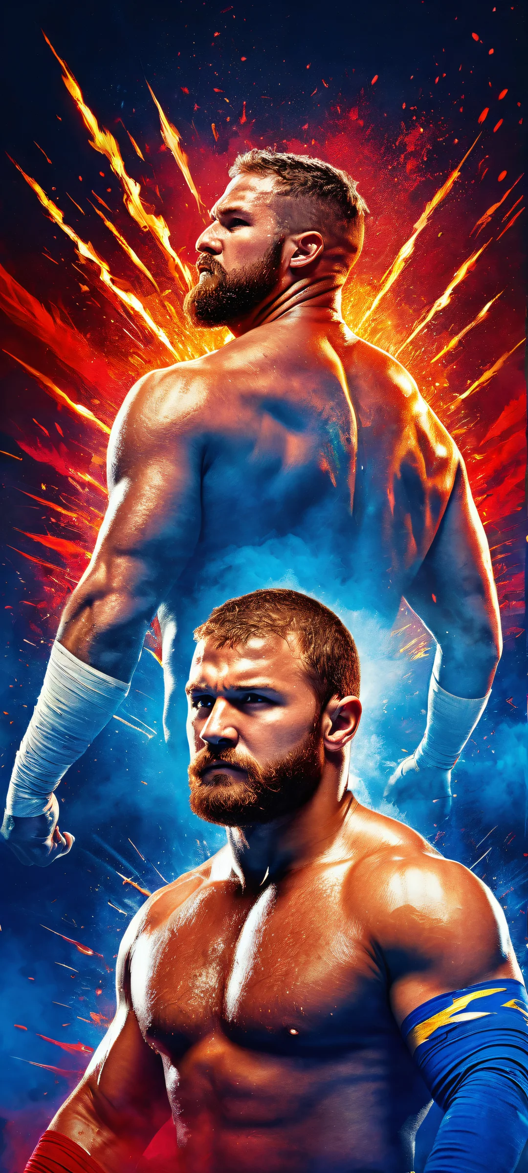 All Elite Wrestling logo on a vibrant wrestling-themed background for iPhone/Android screens.