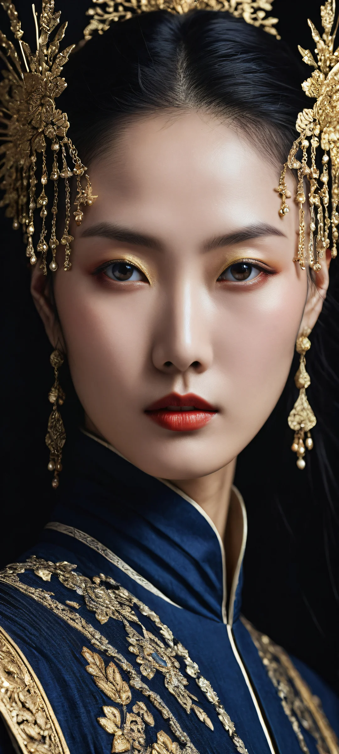Stunning portrait artwork of Xu Guangying on iPhone/Android with dark art style and sleek dark mode aesthetic