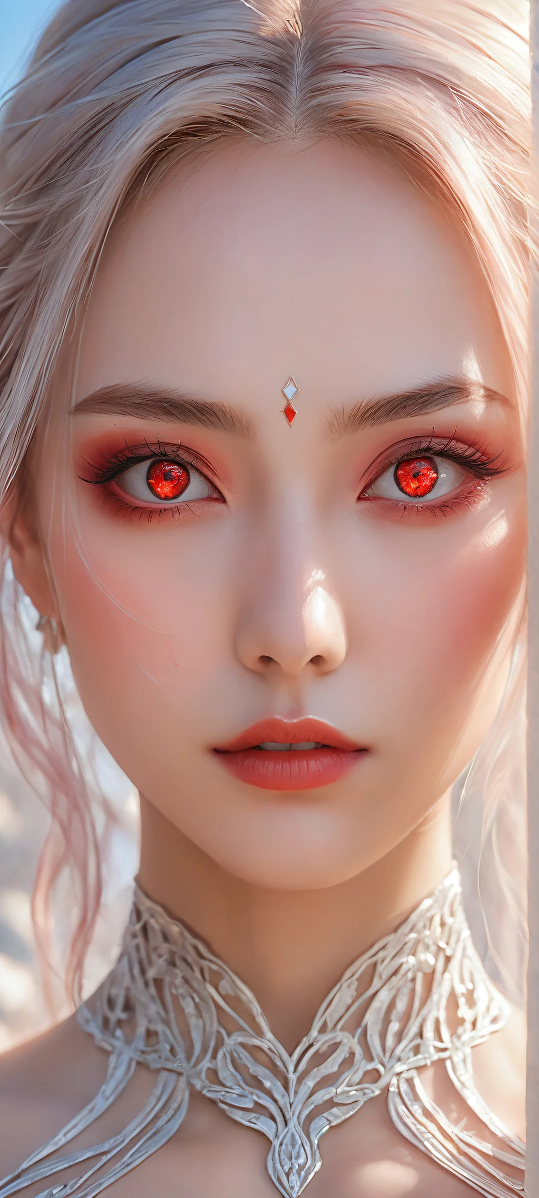 Yor Forger's striking portrait on a blank void background, iPhone/Androidのホーム画面に最適.