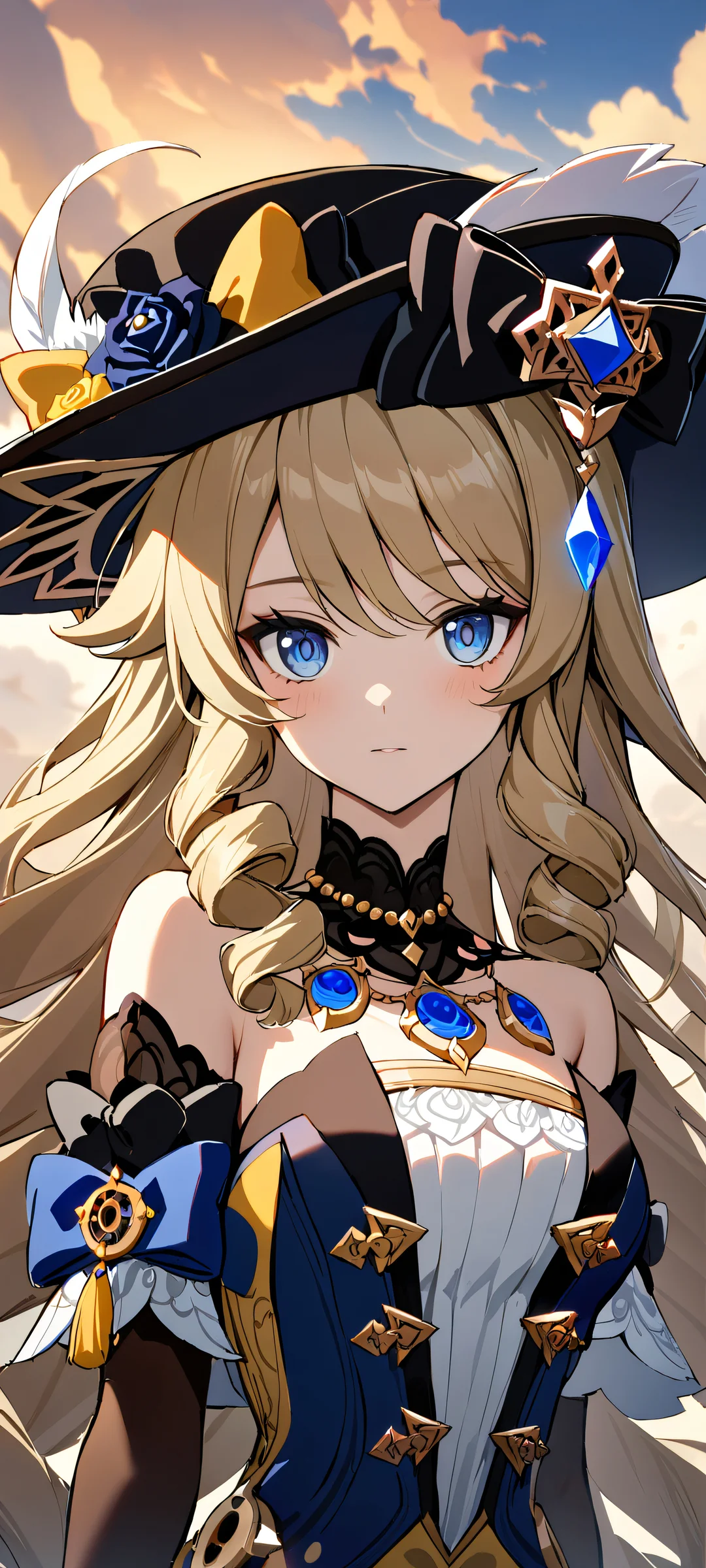 A stunning portrait of Navia from Genshin Impact, looking directly at the viewer. Perfectly optimized for iPhone, Samsung Galaxy, and Android home screens.